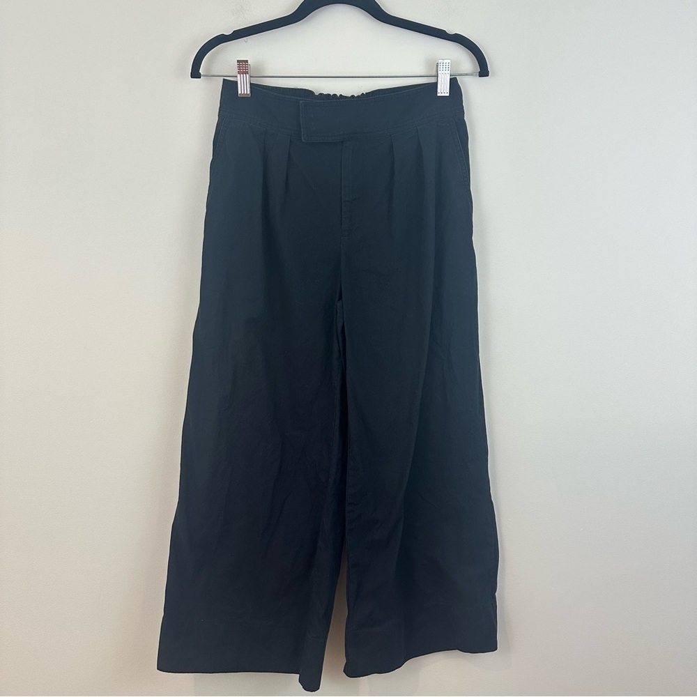 By Anthropologie Black Wide-Leg Pants 100% Cotton Size 4 Women's